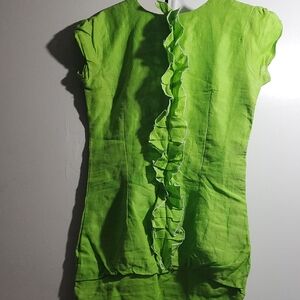 Vibrant Green Ruffle Dress for Women